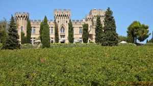 A chateau in the vineyards in the Rhone Valley